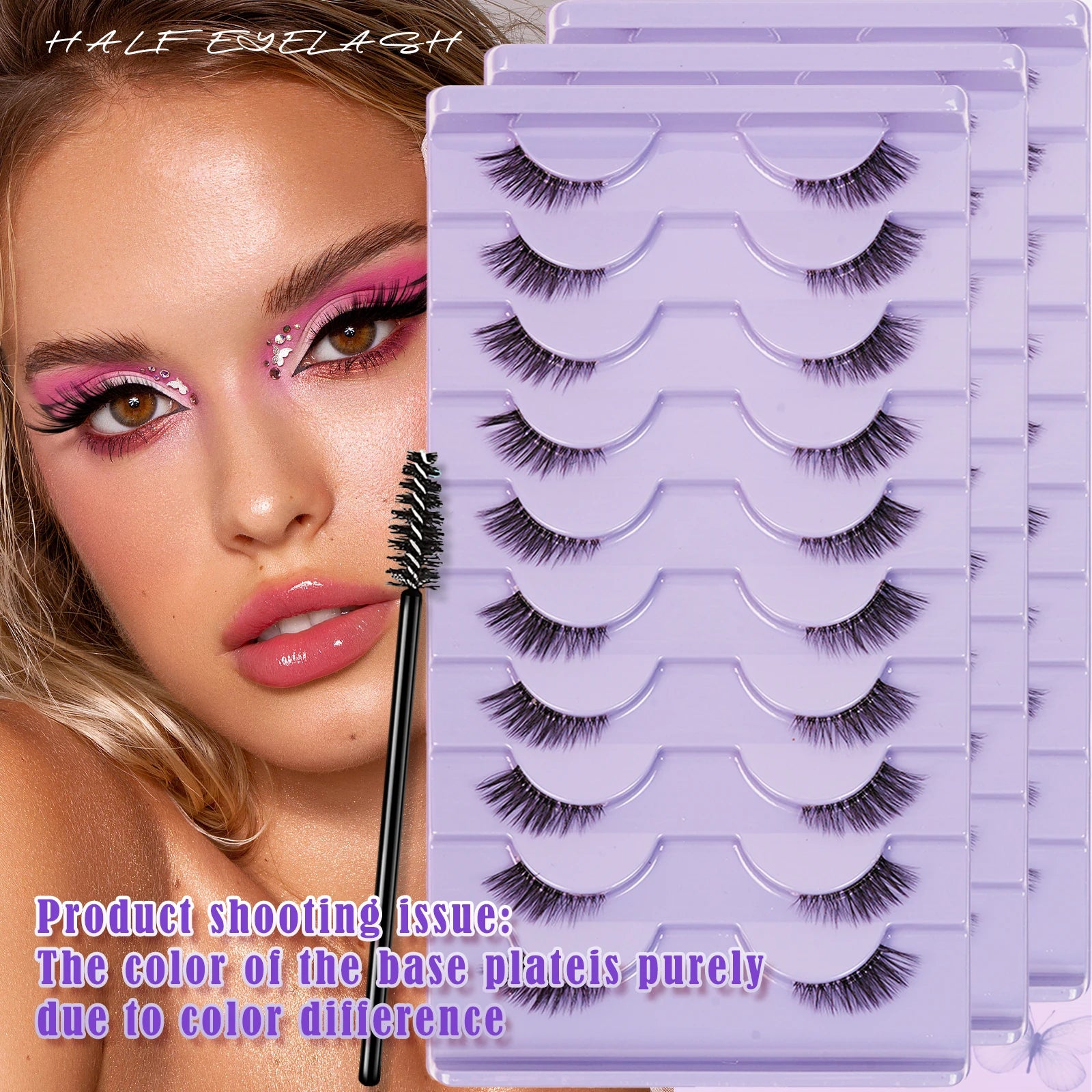 Three Boxs Half Eyelashes Natural Fluffy Cat Eye Lashes Soft Wispy Faux Mink Lashes Winged End Eye Elongated Eyelashes