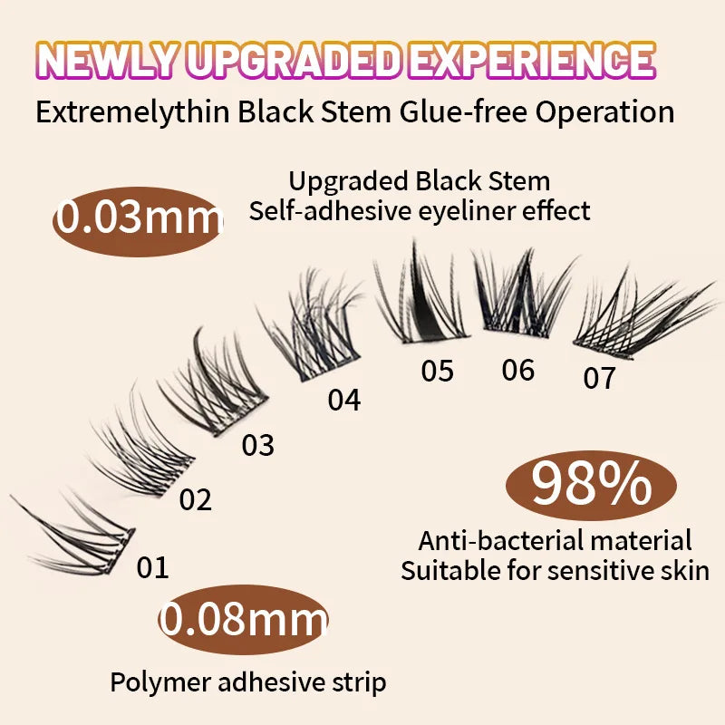 Glue-free DIY Clusters Eyelash Extension Dovetail Segmented Lashes FalseEyelashes Natural Segmented EyelashesBundlesMakeupBeauty