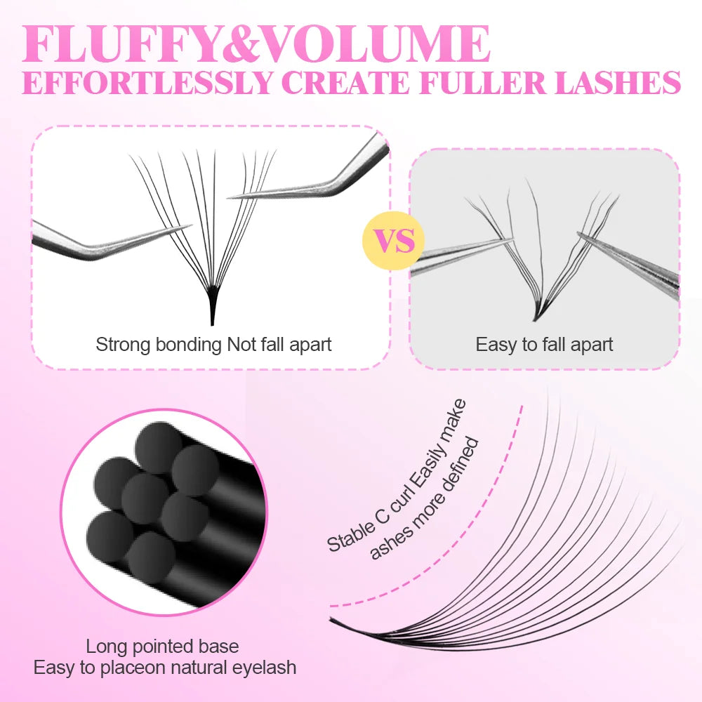 MAYOOC Wispy Pointy Base Premade Russian Volume Fans 3D/5D/6D/10D/12D/14D/20D Lashes Extension 320 Fans Mink Eyelash Custom logo