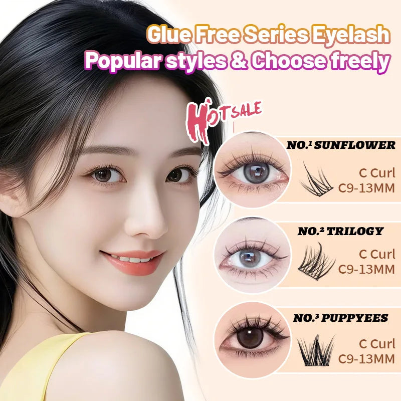 Glue-free DIY Clusters Eyelash Extension Dovetail Segmented Lashes FalseEyelashes Natural Segmented EyelashesBundlesMakeupBeauty