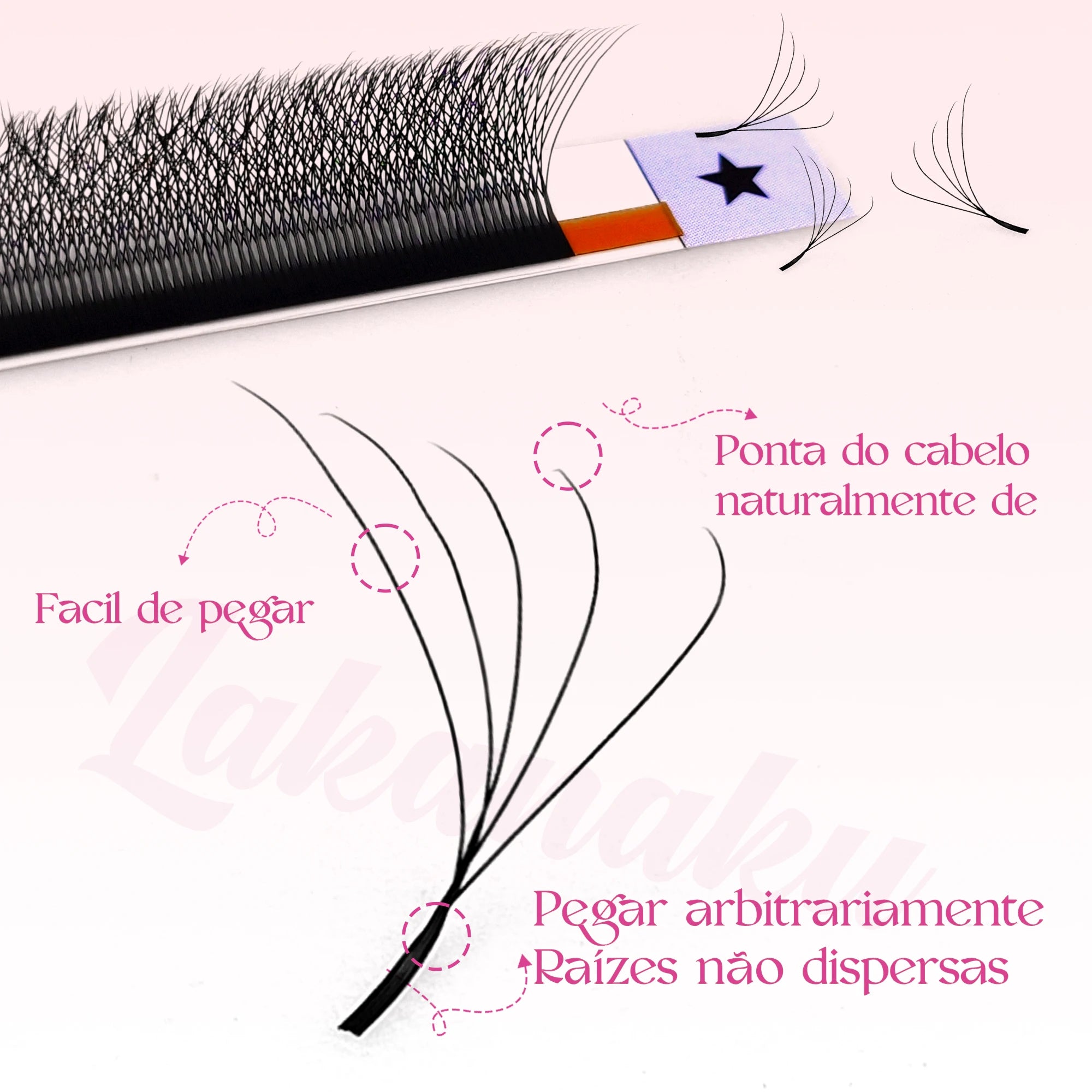 LAKANAKU Fio 5W Shaped Eyelashes Extension 6 Trays Volume Egipcio Soft Individual Premade Volume Fans Cilios Lashes