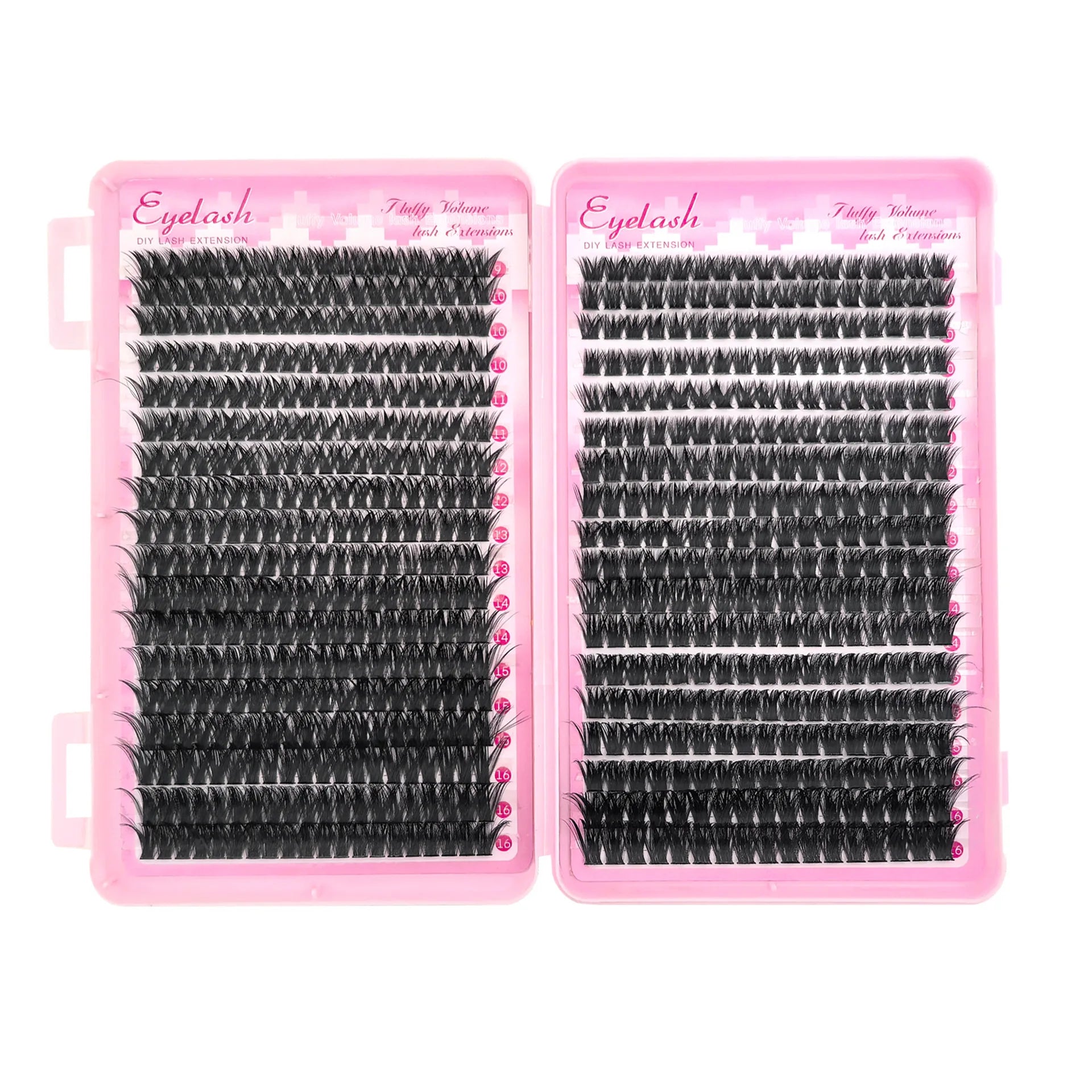 Extra Thick DIY Lash Extension Kit - Fluffy Volume Individual Lashes, Complete Set with Bond & Seal, Applicator & Tweezers