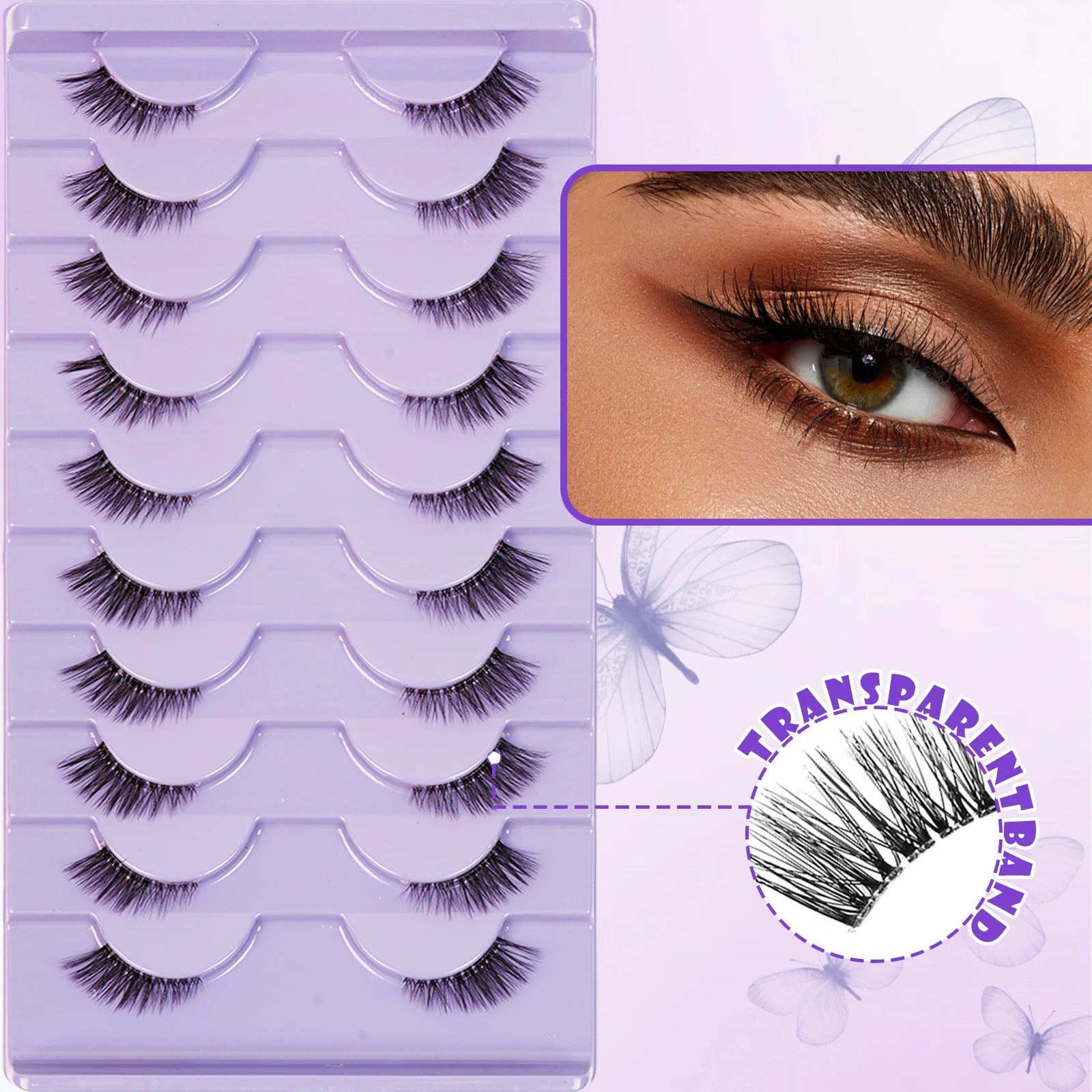 Three Boxs Half Eyelashes Natural Fluffy Cat Eye Lashes Soft Wispy Faux Mink Lashes Winged End Eye Elongated Eyelashes
